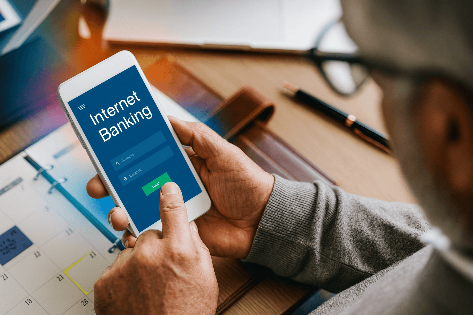 Net banking payment screens on laptop and mobile