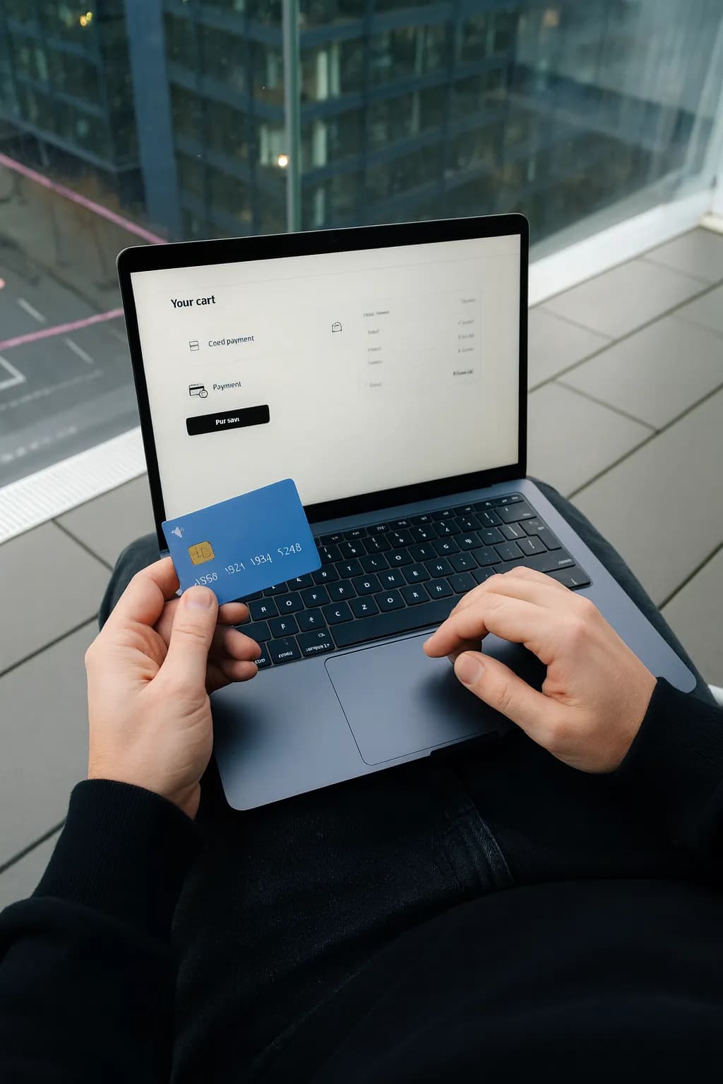 Customer completing payment via InstiFi Web Checkout on laptop
